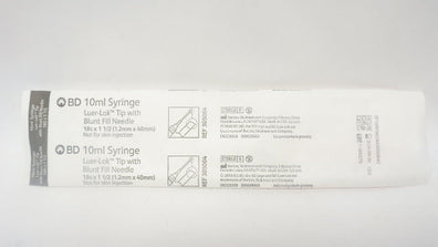 BD 305064 Luer-Lok Tip, Syringe with Blunt Fill Ndle 10ml, 18G x 1-1/2inch